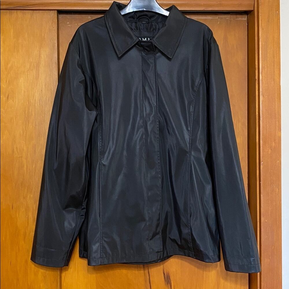BMM Los Angeles Black PVC Collared Jacket Zip Hook Loop Versatile Style Utility